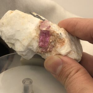 IMPERIAL PINK TOPAZ FROM KATLANG PAKISTAN SPECIMEN WITH ADDITIONAL CRYSTAL- 310.33 GRAMS , 77.1*63.95*36.8MM