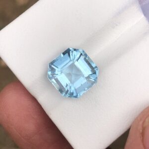 Natural Aquamarine Loose Gemstone SANTA MARIA COLOR NO HEAT 4.35 CTS  SIZE 10X10X6.75MM