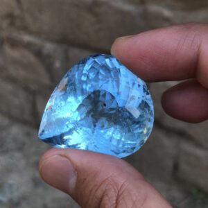 Aquamarine Pear cut Loose Gemstone Santa Maria Color no heat 157.85 CTS size 37.45×32.85×20.2mm