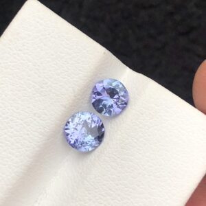 Tanzanite round pairs LOOSE NATURAL SUPERB  COLOR 1.5 CTS SIZE 5.85*3.35mm